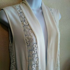 Cupio Sleeveless Ivory Cardigan Sz L Large